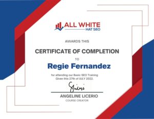 Regie Basic All White Hat SEO Certificate