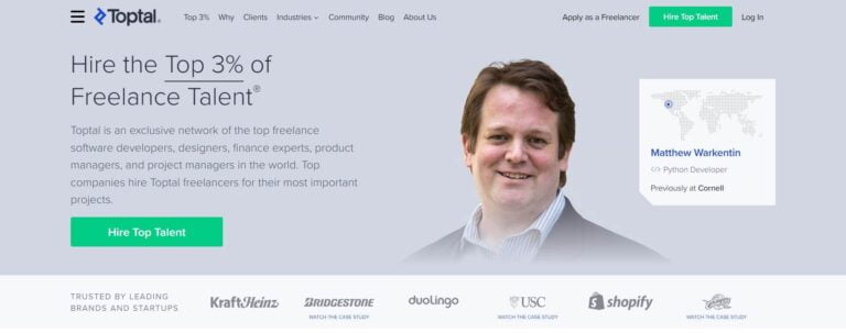 TopTal Freelance Website Homepage