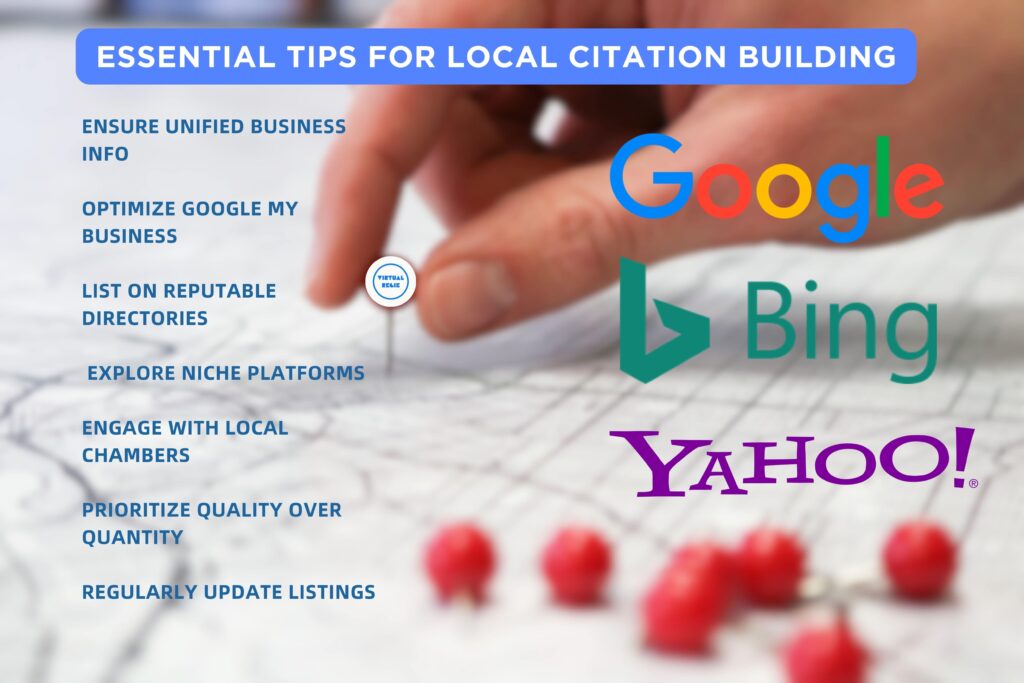 mage: Essential Tips for Local Citation Building - Ensure Unified Business Info, Optimize Google My Business, List on Reputable Directories, Explore Niche Platforms, Engage with Local Chambers, Prioritize Quality over Quantity, Regularly Update Listings